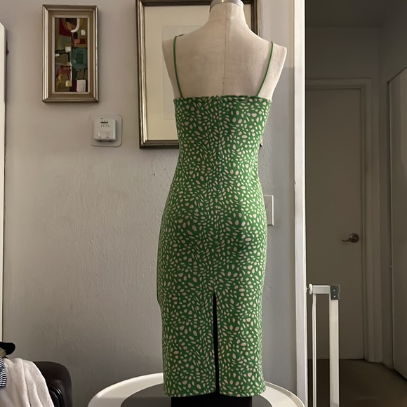 Zara, medium, midi, green with pink spots dress. - Picture 2 of 2
